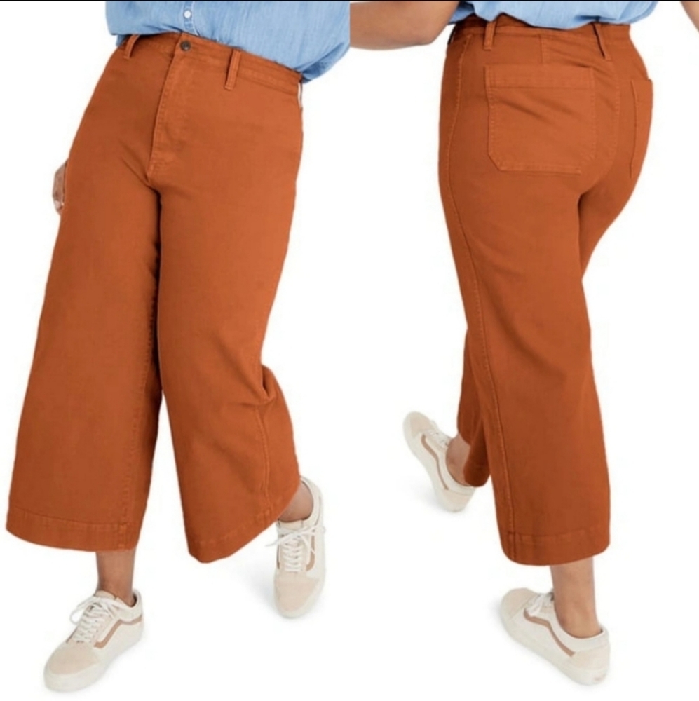 Madewell Emmett Wide Leg Cropped Pants Burnt Orange - Size 30
